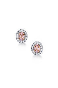 Blush Pink Argyle Diamond Oval Stud Earrings